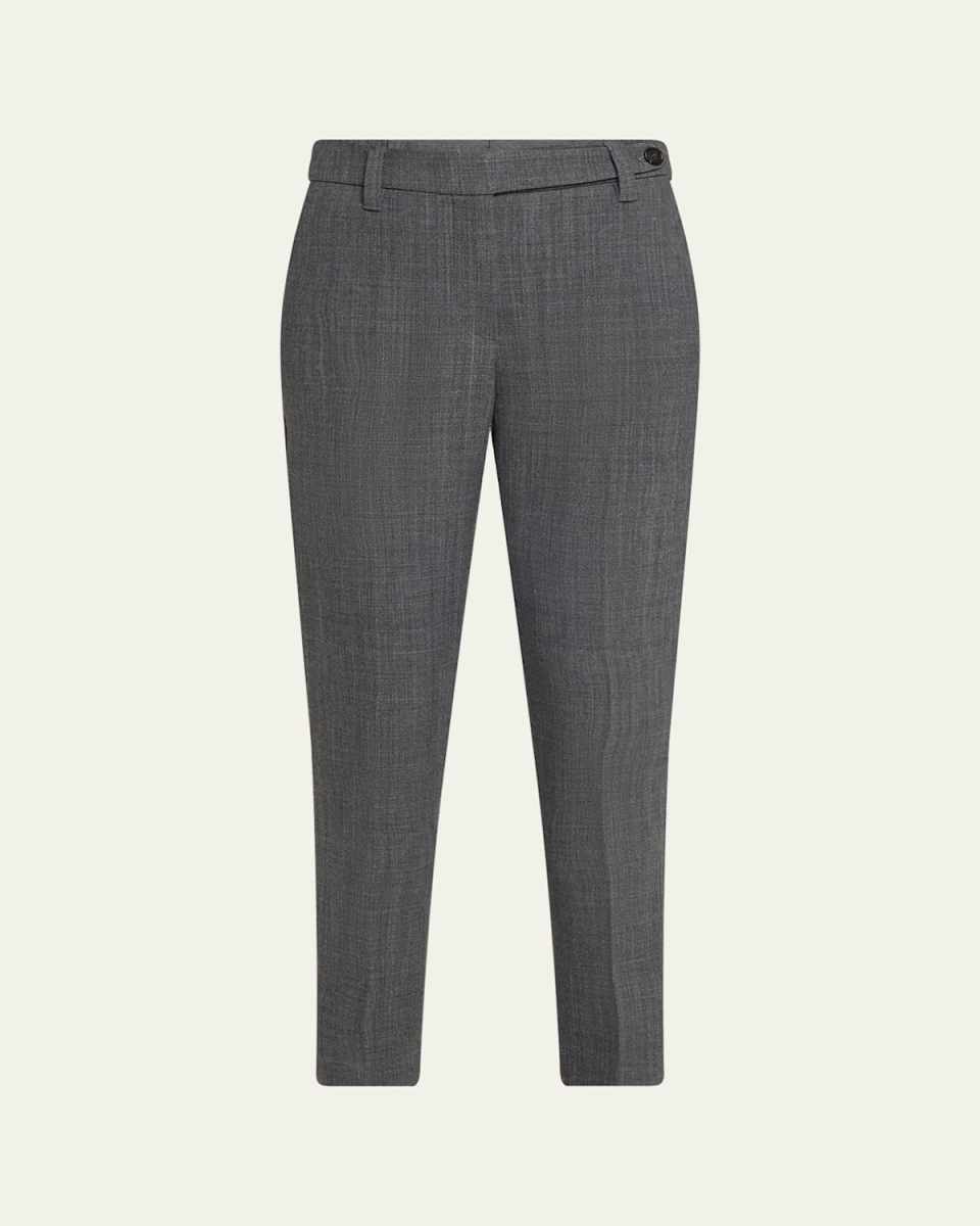 Double Wool Canvas Skinny-Leg Ankle Cigarette Pants